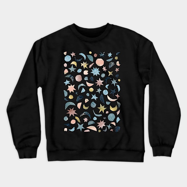 Stardust Collage Pattern Crewneck Sweatshirt by Huge Potato